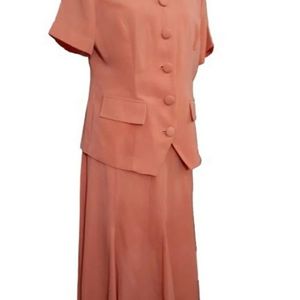 Womens vintage peachy coral sz 12 Bfe 2 pc Dress suit top Jacket Grandmacore